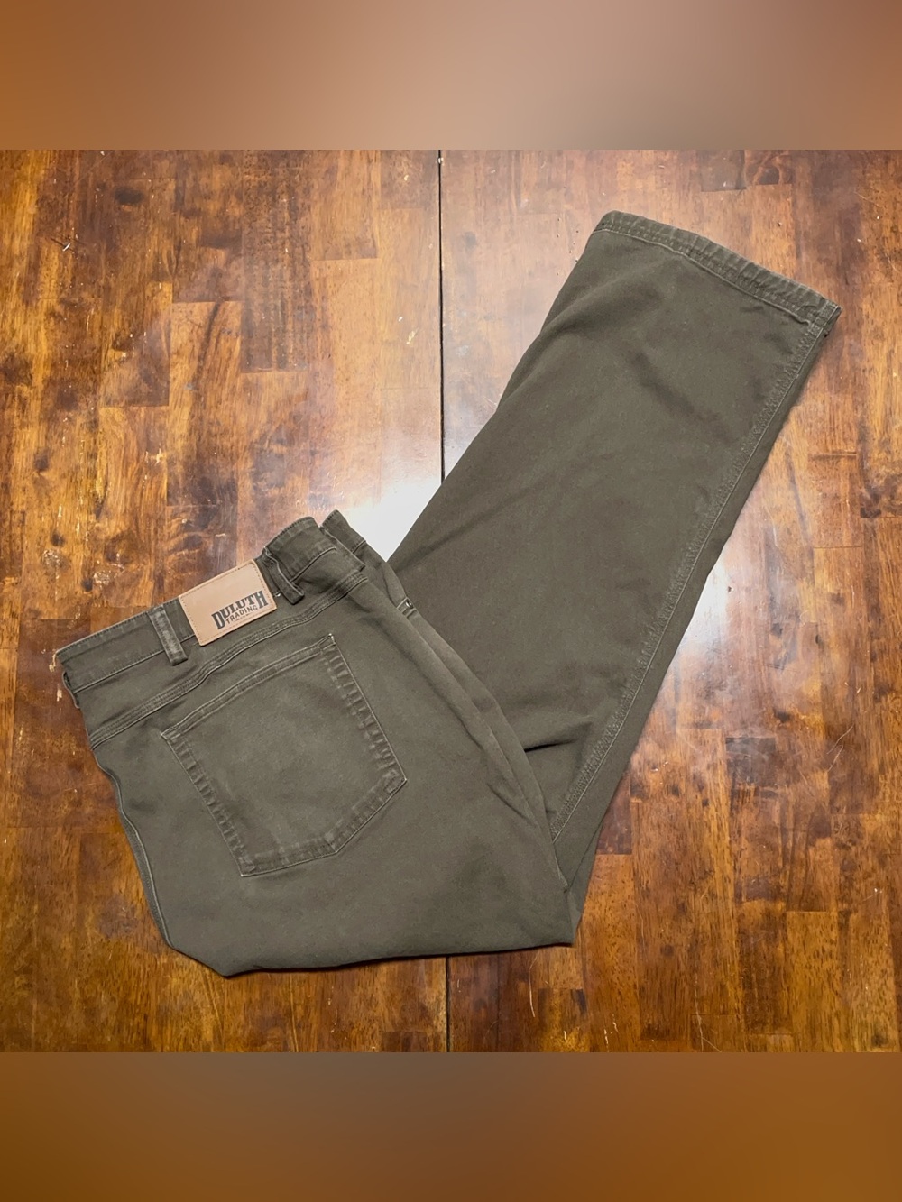 Duluth Trading Co Flex Fire Hose Relaxed Fit Khaki Pants Mens 46x29 Brown Canvas